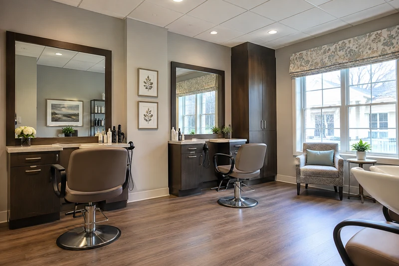 Community salon with two styling stations